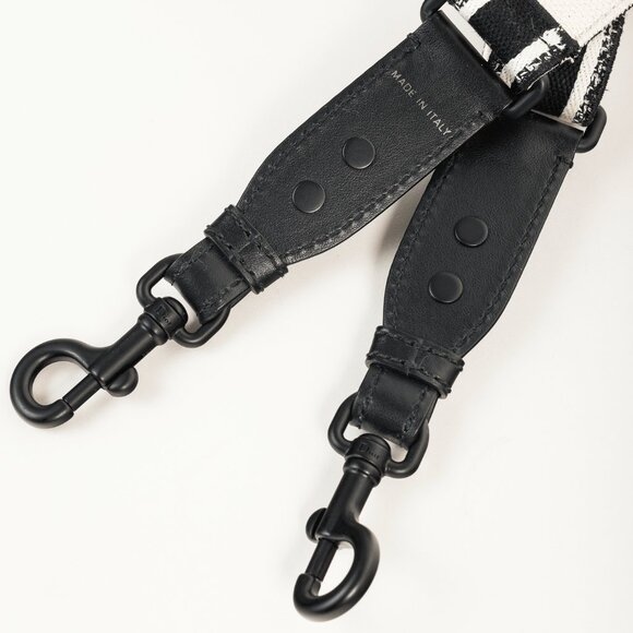 Christian Dior Black & White Logo-Embroidered Canvas Bag Strap - Picture 4 of 4